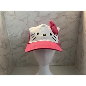 Hello Kitty with Baseball Cap Hat with Pink Ribbon, Pre-owned, Good Condition.